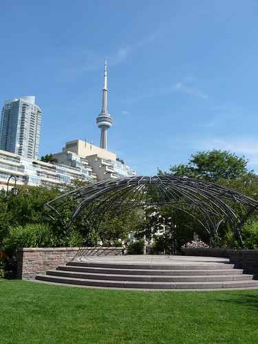 The CN Tower viewed from the Music Garden