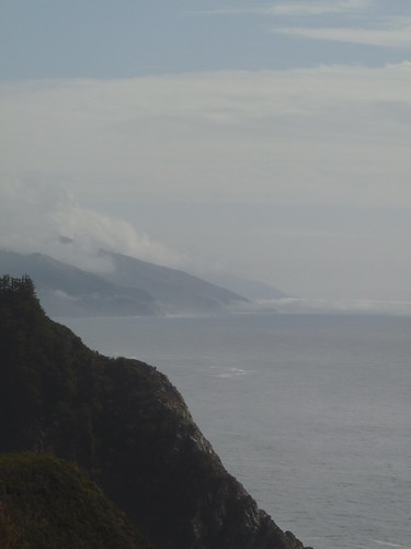 The fog rolling in ahead on highway 1
