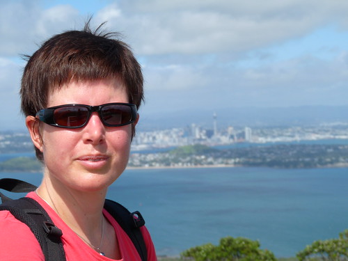 Claire at the top of Rangitoto