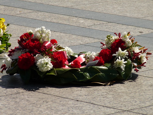 Wreaths at Armistice Day service in Hamilton