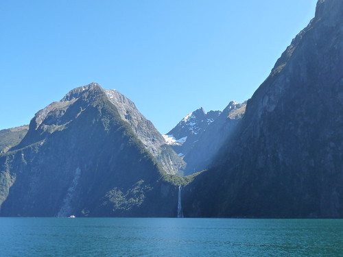 Waterfall from a hanging valley in Milford Sound