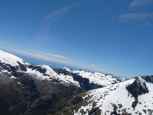 Snow capped mountains viewed from the helicopter