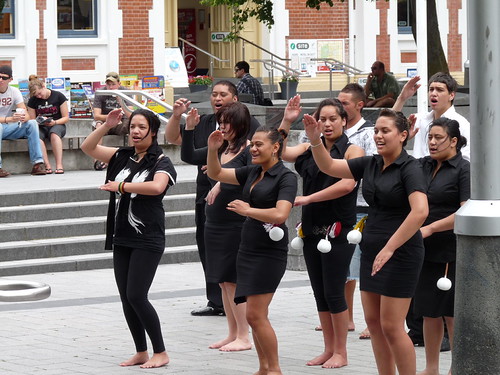 Maori performers in Cathedral Square, Christchurch