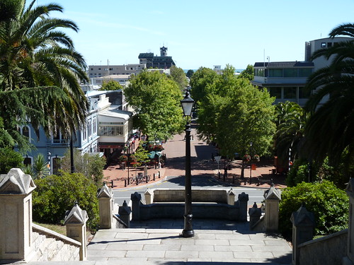 Looking down into Nelson from the steps of Christ Church Cathedral