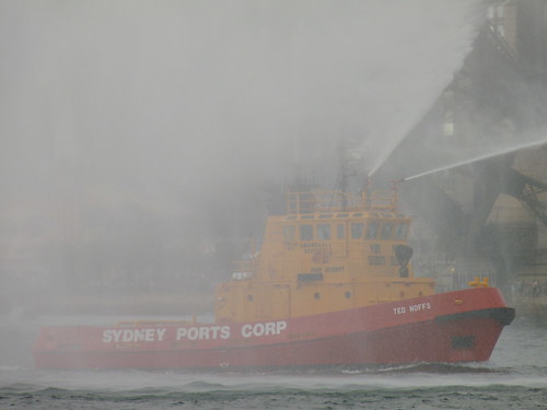 Fire tug in the harbour on New Year&rsquo;s Eve