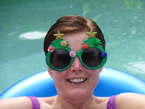 Claire with her Christmas sunglasses!