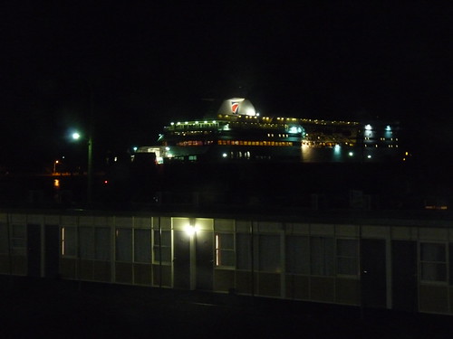 Nighttime departure of the Spirit of Tasmania