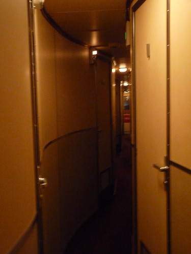 The sleeper carriage corridor on the Ghan