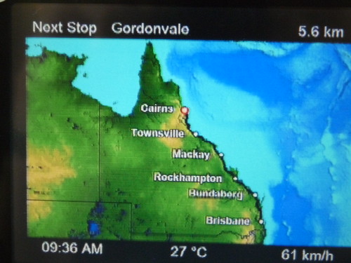 Our tracking map on our entertainment system on the train