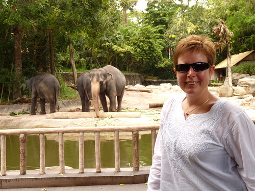 Claire with the elephants