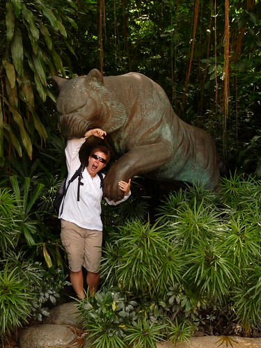 Claire with a tiger