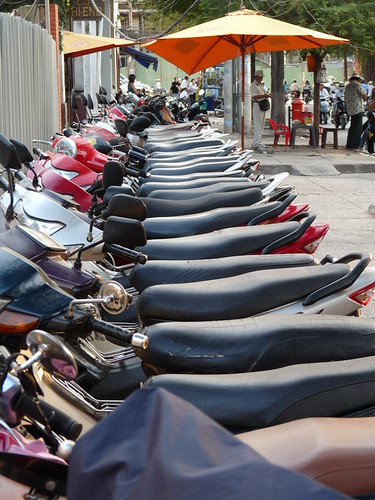 Scooters lined up in Saigon