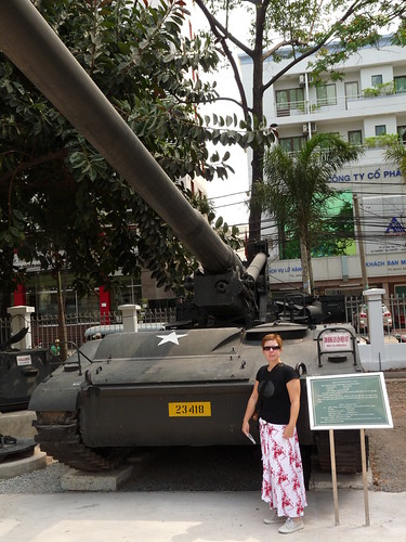 Claire with an American tank at the War Remnants Museum in HCMC