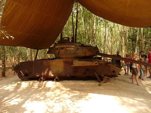 A destroyed US tank