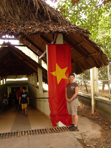 Claire at the entrance to the Cu Chi tunnels