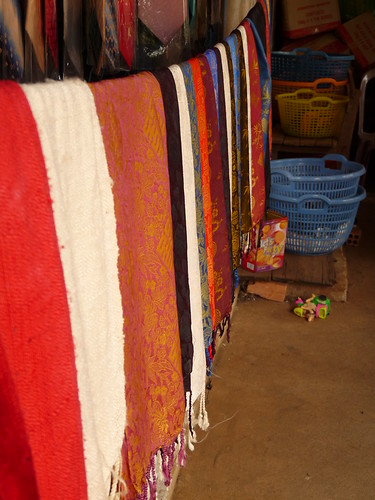 Finished silk items at the silk factory