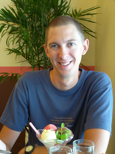 Ed with his Fanny&rsquo;s ice cream creation