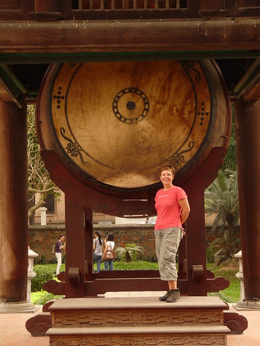 Claire with the drum at the Temple of Literature