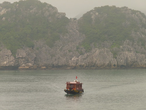 Our boat approaching Monkey Island Resort