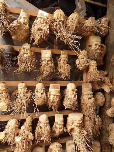 Tree root sculptures on sale in Hoi An central market