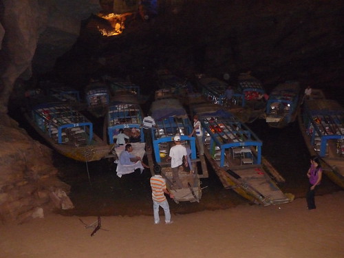 The boats moored up 1500m inside the river tunnel