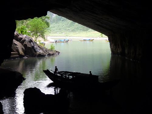Looking out through the entrance into the river cave
