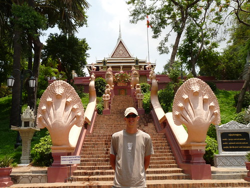 Ed in front of the steps leading up to Wat Phnom