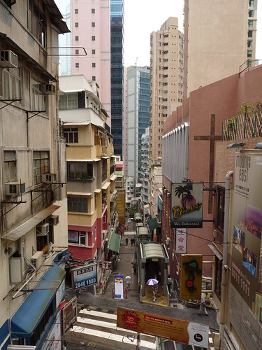 Looking down at the Mid-levels escalator